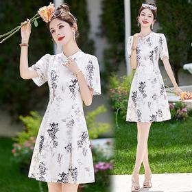 新中式改良旗袍连衣裙2024夏季新款甜美气质年轻款短小个子裙子HR-MEIQIN6070