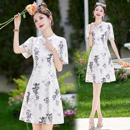 新中式改良旗袍连衣裙2024夏季新款甜美气质年轻款短小个子裙子HR-MEIQIN6070 商品图0