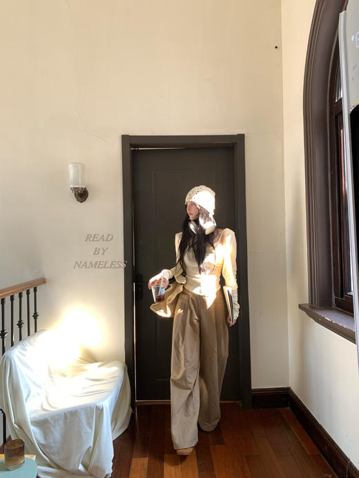 Read Nameless /奶黄色韩系开衫两件套+咖色初秋阔腿裤 商品图5