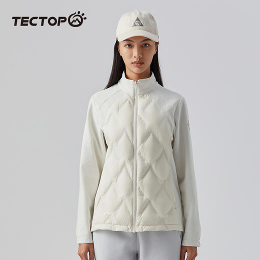 【169秒杀】探拓户外羽绒服女士拼接外套防钻绒弹力时尚立领轻薄羽绒衣 商品图1