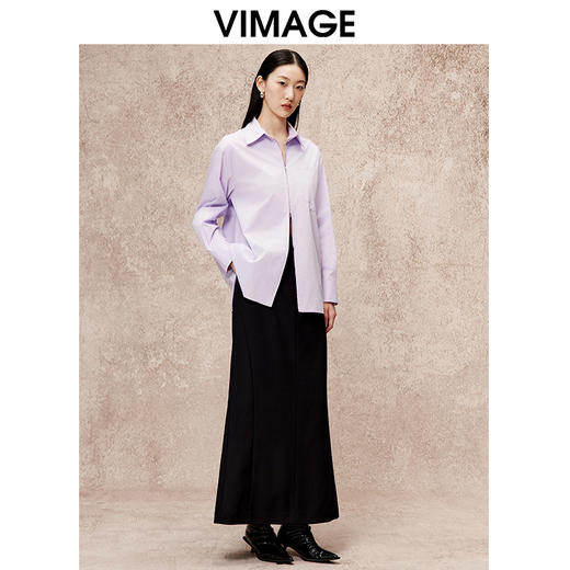 VIMAGE纬漫纪设计感浪漫紫色宽松衬衫秋季新款V2209804 商品图1
