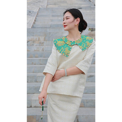 宁馨儿-套装（衫24808922+半裙24706757B-白定胜+云肩24810923-鹦鹉） 商品图0