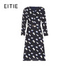 EITIE爱特爱收腰设计V领气质通勤印花连衣裙秋季新款7907629 商品缩略图5