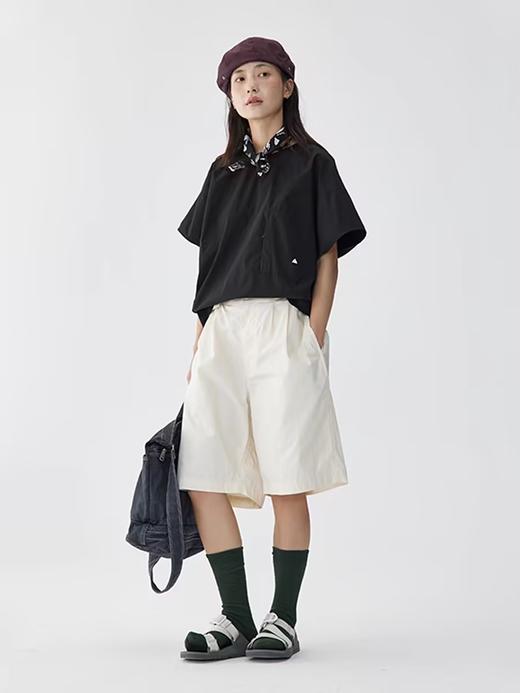 步履不停/4B11190C/日系小众仿棉感圆领砍袖衬衫 商品图3