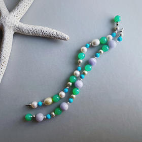 BY EVITA系列 INFINITY 18K镶钻石、翡翠、玉髓、松石、AKOYA和南洋珠 手链套装