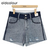 oldcolour夏季新款高腰阔腿破洞休闲设计感牛仔短裤女P26111105 商品缩略图0