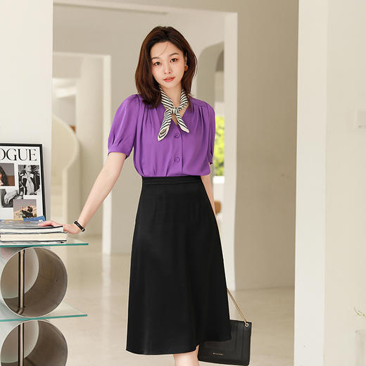 火桐hooton重磅V领抽褶真丝短袖779103 商品图9