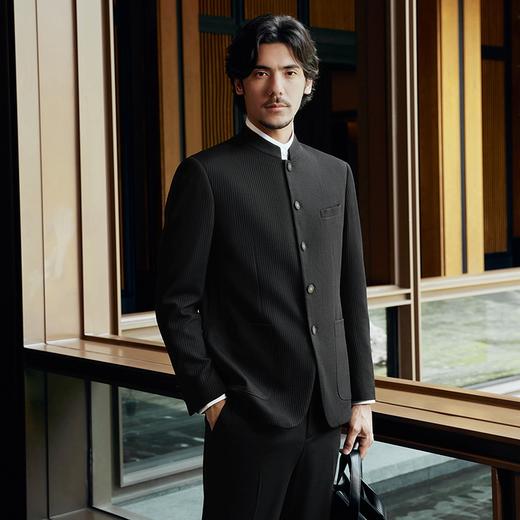 【中华立领】柒牌男装西服男2024秋季新款商务绅士男士黑色单西装	127C70730 商品图1