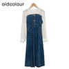 oldcolour牛仔连衣裙春季新款V领拼接高腰显瘦长裙女DP11107663 商品缩略图0