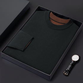 【羊毛】【新款DWP】大依优型大码羊毛衫针织衫圆领加肥加大毛衣大号胖子宽松毛衫男装上衣打底