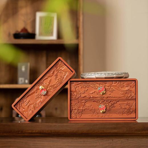 竹盒【双层抽拉式.双饼(不含茶针）】95元1套.整箱12套 商品图0