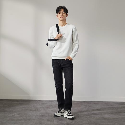 柒牌男装圆领卫衣男2024秋季新款空气层几何提花时尚休闲套头上衣	127W70150 商品图3