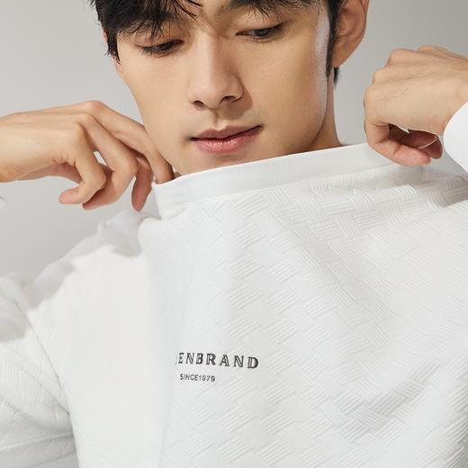 柒牌男装圆领卫衣男2024秋季新款空气层几何提花时尚休闲套头上衣	127W70150 商品图2