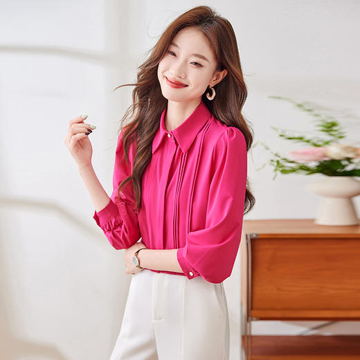 Q187新款长袖气质衬衣白色时尚小众通勤秋季设计感百搭衬衫 商品图3