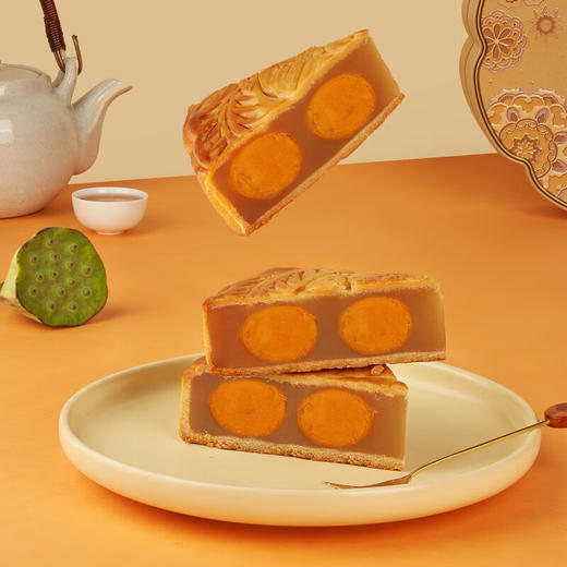 金九月饼六黄白莲蓉蛋黄手工大月饼 广式中秋月饼团购礼盒装1000g 六黄白莲蓉 1000g 1个装 商品图2