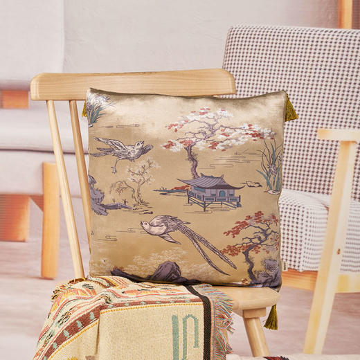 【办公团】大英博物馆 东方梦境系列 丝绒 沙发靠垫国风腰枕抱枕 商品图1