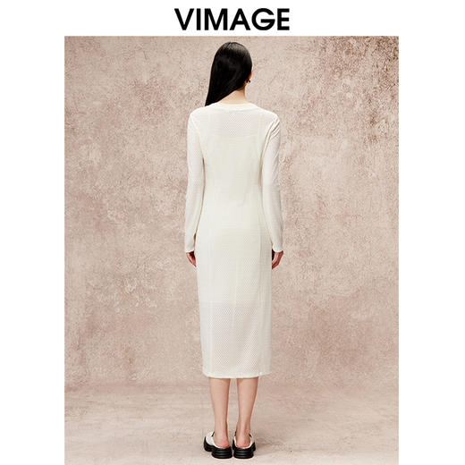 VIMAGE纬漫纪气质镂空修身显瘦钩花两件套连衣裙秋季新款V2207816 商品图3
