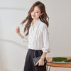 Q191新款长袖春秋气质衬衣白色时尚小众通勤设计感法式翻领衬衫 商品缩略图4