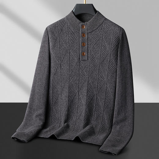【绵羊毛】【新款DWP】大依优型大码羊毛衫针织衫立领加肥加大毛衣大号胖子宽松毛衫男装上衣打底 商品图6