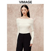 VIMAGE纬漫纪时尚性感露肩一字领修身长袖针织衫秋季新款V2201820 商品缩略图4