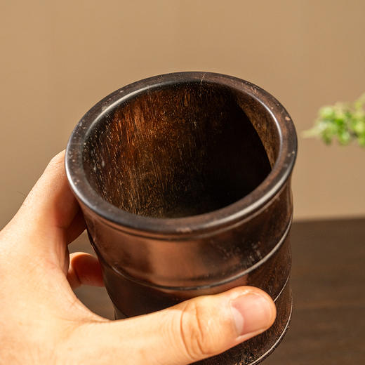 清 紫檀竹节工笔筒 商品图2