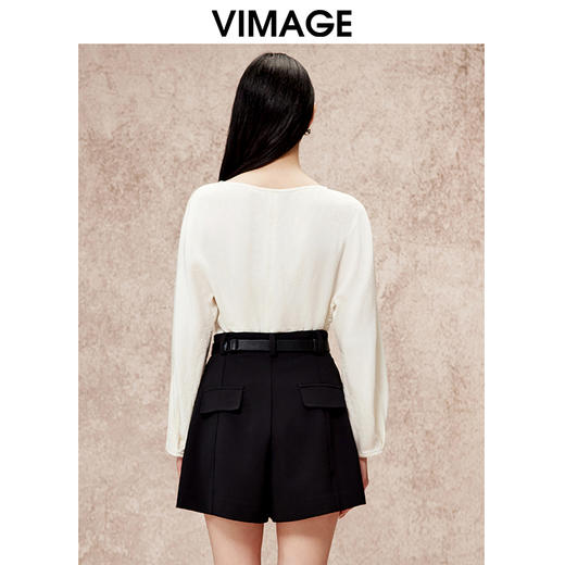 VIMAGE纬漫纪气质新中式盘扣显瘦暗纹衬衫上衣秋新款V2213815 商品图4