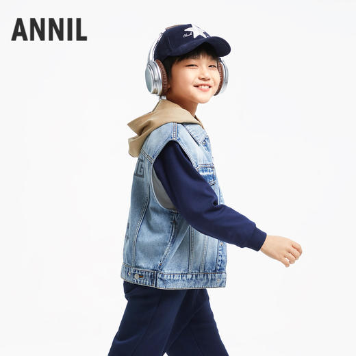 【实体店同款】男童宽松超柔牛仔马夹新款安奈儿童装AB432514 商品图1