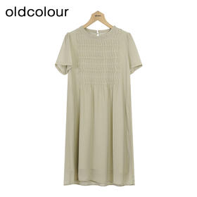oldcolour夏季新款鱼鳞褶休闲遮肉通勤透气连衣裙女GP21101741