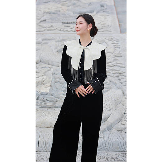 圆领小衫（23708004-墨染）+阔腿裤（23809790-墨染） 商品图2