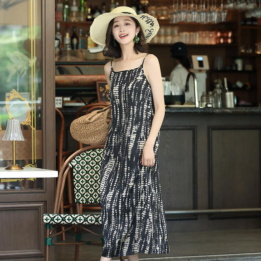 OY-24505夏季新款印花无袖连衣裙女宽松休闲显瘦中长款吊带裙24505 商品图1