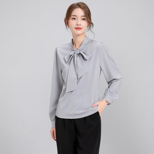 Q132气质长袖白色时尚女士法式衬衫小众设计感春夏百搭通勤衬衣女 商品图2