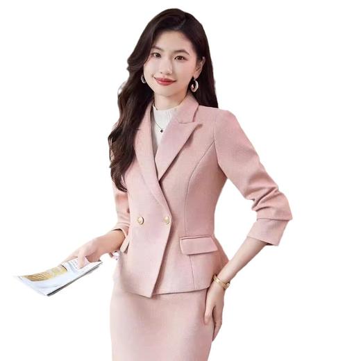 XZ-YZH9693毛呢西装套装过膝裙女秋冬加厚职业播音主持人正装工作服 商品图4