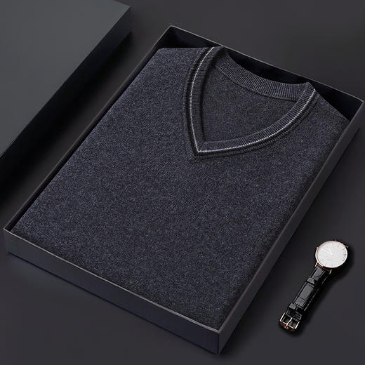 【100%羊毛】【新款DWP】大依优型大码V领针织背心休闲针织衫毛背心加肥加大上衣男士胖子大码毛衫t恤打底 商品图3