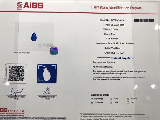 3.01ct 蓝宝石吊坠 商品图4