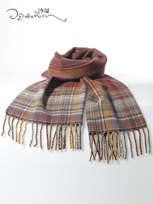 西藏萨迦手工氆氇山羊绒流苏围巾秋冬SJF95P760N 商品图3