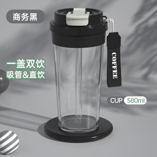【一杯三饮！随心选择】新款铃兰双饮咖啡塑料杯时尚高颜值车载大容量吸管水杯礼品杯子，硅胶密封，滴水不漏，轻松出行无压力。ry 商品图9