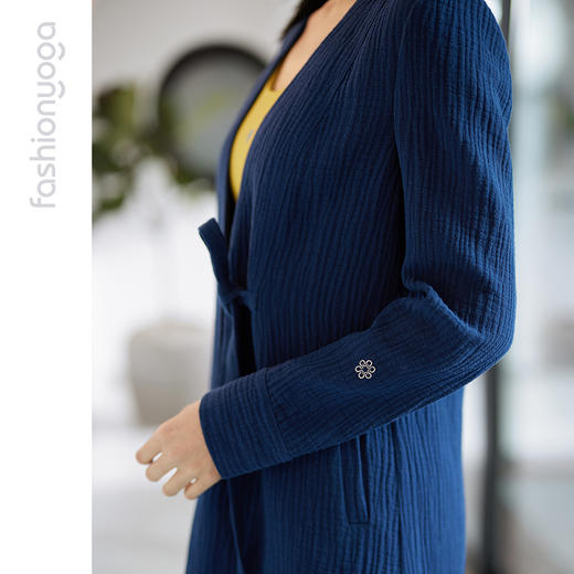 FM08386禅意长麻厚长款瑜伽外套休闲上衣（不含胸垫） 商品图11