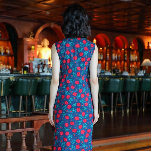 OY-24260中国风气质旗袍夏季2024年新款纯棉玫瑰印花日常改良连衣裙24260 商品图3