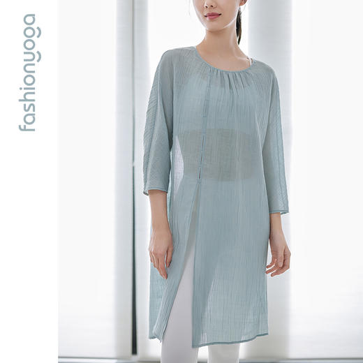 FM11321凡圣瑜伽棉麻连衣裙女夏新品中长款收腰宽松禅修美裙（不含胸垫） 商品图8