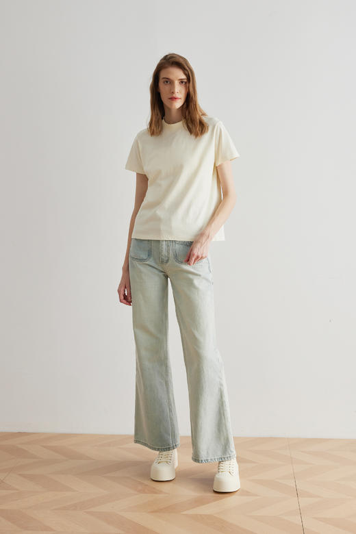 COCO ZONE 100棉早春穿搭浅色复古牛仔裤宽松显瘦长裤CC1A0514 商品图1