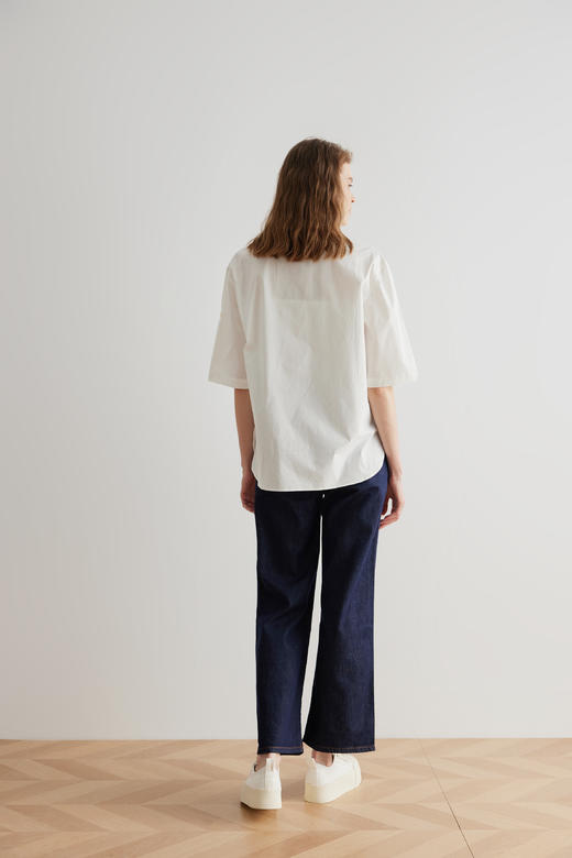 COCO ZONE 2023新款时尚中袖夏季拉链V领衬衫上衣 23C18313 商品图3