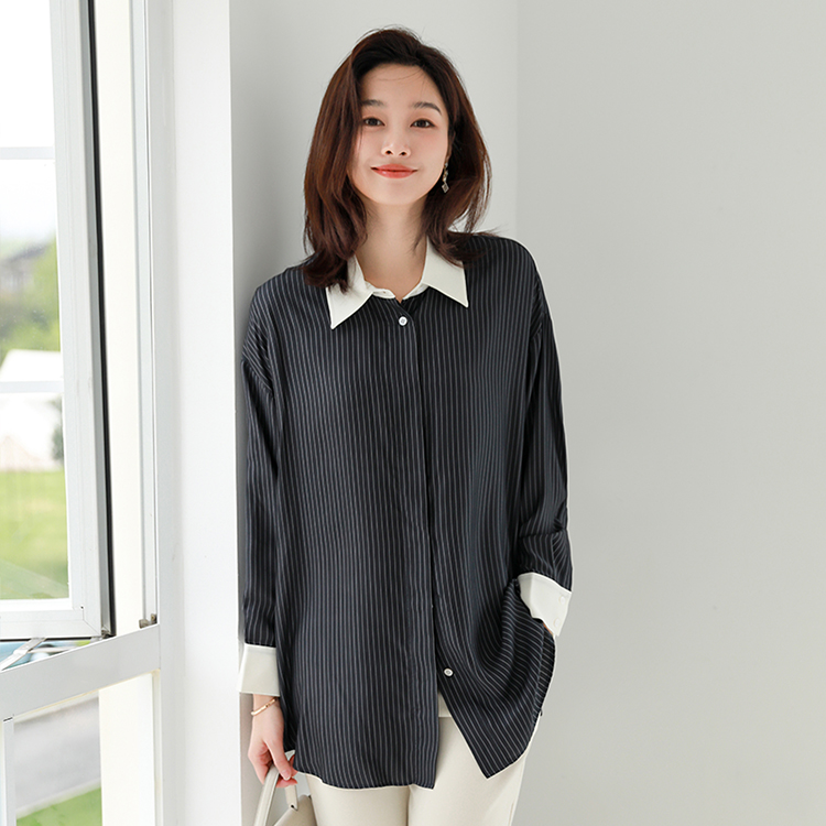 火桐hooton精英女士 黑白细条纹衬衫裙JC285