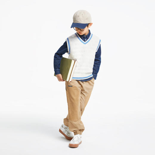 男童全棉V领背心新款安奈儿童装AB432515 商品图3