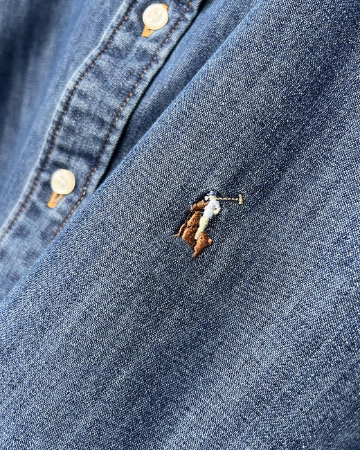 单品包邮现货 THS 8.10-无 RL家 女士 马球经典牛仔水洗棉衬衫 BG2757 商品图9