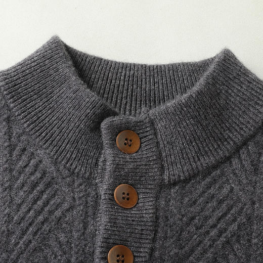 【绵羊毛】【新款DWP】大依优型大码羊毛衫针织衫立领加肥加大毛衣大号胖子宽松毛衫男装上衣打底 商品图1