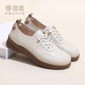 信诺 真皮舒适女鞋 2024新款秋季休闲运动鞋软底妈妈鞋中老年皮鞋Q2023-3
