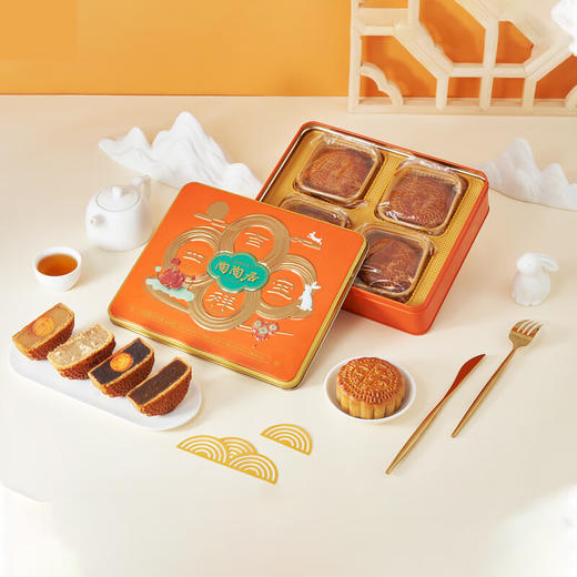 陶陶居广式蛋黄莲蓉吉祥四宝月饼礼盒经典礼盒团购员工福利中秋送礼佳品 吉祥四宝月饼礼盒 600g 4个装 商品图2