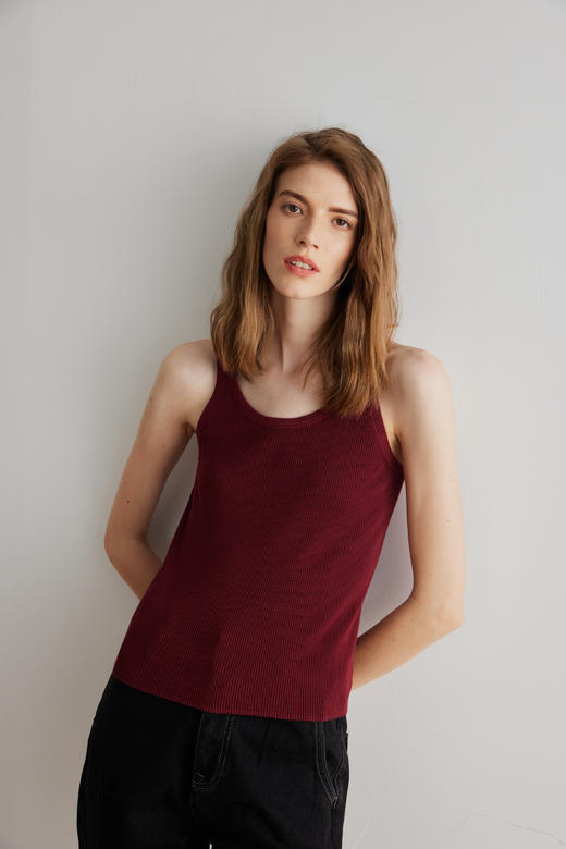 COCO ZONE夏季时尚女士无袖针织背心通勤简约修身上衣CC1B1032 商品图0