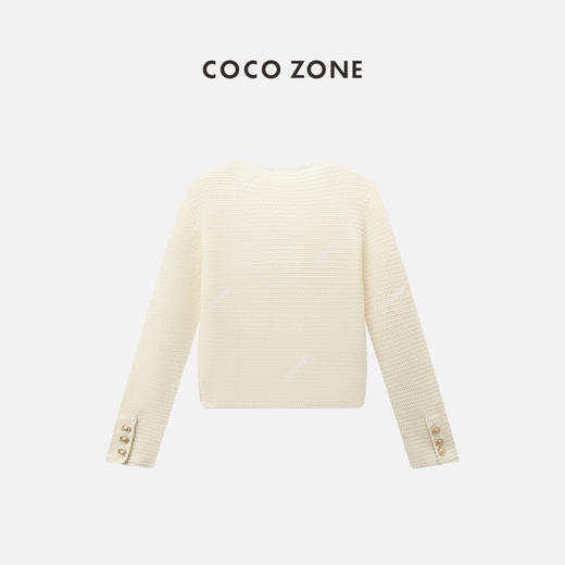 COCO ZONE 春季小香风100棉针织开衫长袖V领单排扣上衣24C10367 商品图5