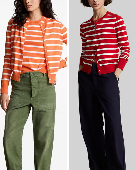 单品包邮现货 THS 8.10-无 RL家 马球小马标刺绣羊绒条纹开衫 2色 BM3151 商品图0